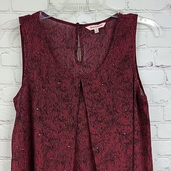 Juicy Couture Pleated Scoop Neck Flyaway Sleeveless Shell Blouse Dressy Tank Top - Picture 2 of 9